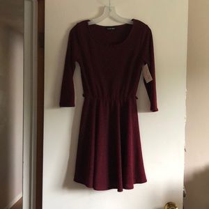 Burgundy long sleeve sweater dress